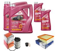 Mahle Controllo Set 10 L mannol Legend + Ester 0W-40 per Audi A4 Avant RS4