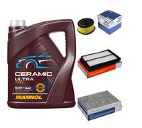 MAHLE Controllo Set 5L MANNOL Ceramic 5W-40 Per Nissan Qashqai II 1.2 DiG-T