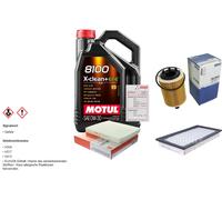 MAHLE Controllo Set 5L MOTUL 8100 X-CLEAN 0W-30 Per Jeep Patriot 2.0 CRD 4x4