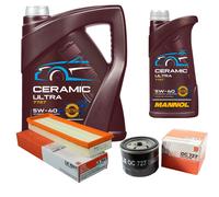 MAHLE Controllo Set 6L MANNOL Ceramic 5W-40 Per Opel Vivaro Kasten 1.9 DTi