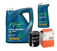 MAHLE Controllo Set 6L MANNOL MOLIBDEN ULTRA 5W-30 Per Honda Jazz II 1.3