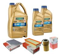 MAHLE Controllo Set 7 L RAVENOL VMP 5W-30 per Audi A4 2.0 TFSI Kit Cambio Olio