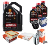 Mahle Controllo Set 8 L Motul 8100 x-Pulire+5W-30 per Audi A4 Cabriolet 2.4