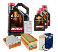 MAHLE Controllo Set 8L MOTUL 8100 X-CLEAN 0W-30 Per Audi Q3 2.0 TFSI Quattro