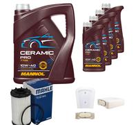 MAHLE Controllo Set 9L MANNOL Ceramic Pro 10W-40 Per VW Touareg CR7 3.0 TSI