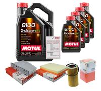 MAHLE Controllo Set 9L MOTUL 8100 X-CLEAN 0W-30 Per Audi A3 Sportback RS3