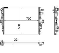MAHLE CR 1184 000P Radiatore, Raffreddamento motore per PORSCHE,VW