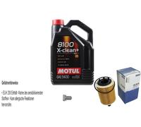 Mahle Filtro Olio 5 L Motul 5W-30 8100 x-Pulire + per VW Touran 2.0 Tdi 16V