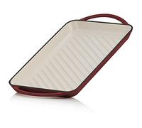 Mahlzeit Piastra per grigliare in ghisa smaltata | Dark Cherry | 39,5 x 22 x 3,5 cm | Piastra per grigliare in ghisa con due manici | Piastre per grigliare, piastra per friggere, piastra in ghisa