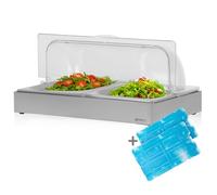 Mahlzeit Piatto Refrigerante Servizio | 54 x 34 x 24,5 cm | 2x GN 1/2 con Coperchio | Sistema Vassoio Refrigerante con Accumulatore Freddo | Piatto Freschezza, Vetrina Buffet