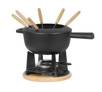 Mahlzeit Set fonduta in ghisa per 6 persone, 2 litri, set per fonduta, 13 pezzi, con bruciatore e forchette, set per fonduta, set per fonduta di carne, set per fonduta di cioccolato (nero preseasoned)