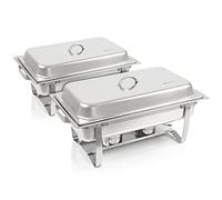 Mahlzeit - Set professionale di 2 contenitori scaldavivande Toulouse in acciaio INOX per catering, buffet e feste, 15 pezzi