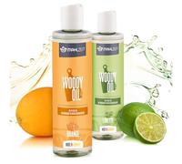 Mahlzeit WOODY OIL set per la cura del legno, olio per taglieri e utensili da cucina in legno | 2x 250 ml, profumo di limette + profumo di arancia | 100% naturale