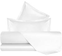 Mahome Completo Letto Matrimoniale in Raso 100% Puro Cotone Pregiato 60/60 Fili 300TC - Set Lenzuola Satin Lussuose e Setose Tinta Unita Artigianali Made in Italy (Bianco)