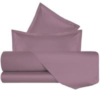 Mahome Completo Letto Matrimoniale in Raso 100% Puro Cotone Pregiato 60/60 Fili 300TC - Set Lenzuola Satin Lussuose e Setose Tinta Unita Artigianali Made in Italy (Rosa Antico)