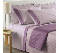 Mahome Set Completo Lenzuola Matrimoniale in 100% Puro Cotone Italiano 120 Fili 300TC Doppia Balza in RASO SATIN - Completo Letto Pregiato Tinta Unita con Doppia Balza in Raso Made in Italy (Cipria)