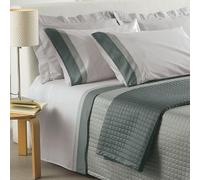 Mahome Set Completo Lenzuola Matrimoniale in 100% Puro Cotone Italiano 120 Fili 300TC Doppia Balza in RASO SATIN - Completo Letto Pregiato Tinta Unita con Doppia Balza in Raso Made in Italy (Salvia)