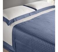 Mahome Set Completo Lenzuola Matrimoniale in 100% Puro Cotone Italiano 120 Fili 300TC PERCALLE e Balze RASO Satin - Completo Letto Artigianale Tinta Unita con Balze in Raso Made in Italy (Avio)