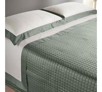 Mahome Set Completo Lenzuola Matrimoniale in 100% Puro Cotone Italiano 120 Fili 300TC PERCALLE e Balze RASO Satin - Completo Letto Artigianale Tinta Unita con Balze in Raso Made in Italy (Salvia)