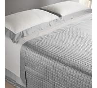 Mahome Set Completo Lenzuola Matrimoniale in 100% Puro Cotone Italiano 120 Fili 300TC PERCALLE e Balze RASO Satin - Completo Letto Artigianale Tinta Unita con Balze in Raso Made in Italy (Grigio)