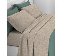 Mahome Set Completo Letto in Pregiata Flanella 100% Cotone con Trattamento Antipalline - Completo Lenzuola Caldo Cotone Morbide Artigianali Alta Qualità Made in Italy (Seline Beige, Francese)