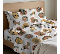 Mahome Set Completo Letto in Pregiata Flanella 100% Cotone con Trattamento Antipalline - Completo Lenzuola Caldo Cotone Morbide Artigianali Alta Qualità Made in Italy (Cagnolini, Piazza e Mezzo)