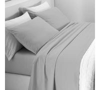 Mahome Set Completo Letto Tinta Unita in Pregiata Flanella 100% Cotone con Trattamento Antipalline - Completo Lenzuola Calde Morbide Artigianali Alta Qualità Made in Italy (Grigio, Francese)