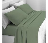 Mahome Set Completo Letto Tinta Unita in Pregiata Flanella 100% Cotone con Trattamento Antipalline - Completo Lenzuola Calde Morbide Artigianali Alta Qualità Made in Italy (Salvia, Francese)