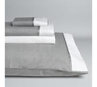 Mahome Set Lenzuola Matrimoniale Rigato in 100% Cotone Percalle 300 fili (TC) - Balza con Bordino - Lenzuolo con Angoli 180x200x30, Lenzuola Sopra 250x290, 2 Federe 50x80 - Made in Italy (Grigio)