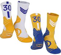 MAHZA Confezione da 2 calzini da basket d'élite Calzini con il numero della squadra Calzini atletici unisex in cotone a compressione Regalo per i tifosi (30,F)