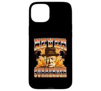 Mai arrendersi Winston Churchill in stile Bootleg britannico degli anni '90 Custodia per iPhone 15 Plus