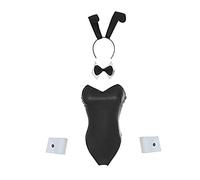 Mai - Costume per cosplay da donna, in pelle verniciata, con orecchie e coda, per Halloween, carnevale, feste, giochi di ruolo, colore: nero
