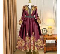 Mai fuori moda: gotico preppy con un tocco di Mercoledì. Abbraccia la tua moda femminile dark inner shadow. Abito lungo da donna con vita stretta, scollo tondo, maniche lunghe e stampa floreale bohémi