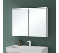 Mai & Mai Armadietto a Specchio 90x70cm con 2 Ante Bianco Opaco | Specchio con Pensile per Bagno, Spiegelschrank 03