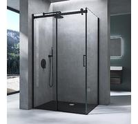Mai & Mai Box Doccia 80x100cm, Cabina Bagno in Cristallo Trasparente ad Apertura Scorrevole Box Cabina Doccia Angolare Ravenna19K, Nero