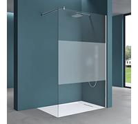 Mai & Mai Box Doccia Walk-In 100x200cm, Parete Doccia in Vetro Parzialmente Smerigliato 8mm Braccio di Sostegno 70-120cm Vetro di Sicurezza ESG con Rivestimento Nano BRAM1 Bremen01MS