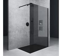 Mai & Mai Box Doccia Walk-In 110x200cm, Parete Doccia in Vetro 10mm Braccio di Sostegno 70-120cm MMBR3 Vetro di Sicurezza ESG con Rivestimento Nano Nero Bremen02VG