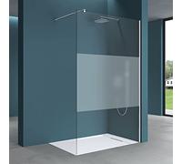 Mai & Mai Box Doccia Walk-In 110x200cm, Parete Doccia in Vetro Parzialmente Smerigliato 10mm Braccio di Sostegno 70-120cm Vetro di Sicurezza ESG con Rivestimento Nano BRAM3 Bremen02MS