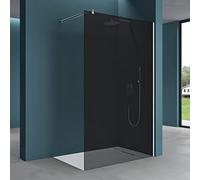 Mai & Mai Box Doccia Walk-In 120x200cm, Parete Doccia in Vetro Grigio 8mm Braccio di Sostegno 70-120cm Vetro di Sicurezza ESG con Rivestimento Nano BRAM1 Bremen01VG