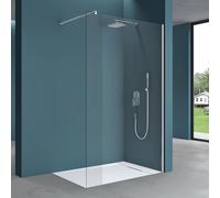 Mai & Mai Box Doccia Walk-In 80x200cm, Parete Doccia in Vetro Trasparente 10mm Braccio di Sostegno 70-120cm Vetro di Sicurezza ESG con Rivestimento Nano BRAM3 Bremen02K