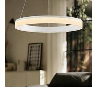 Mai & Mai Lampadario a Sospensione 30W, Lampada 3000-6000K con Filo 110 CM, Altezza Regolabile, Lampada da Soffitto a Sospensione per Camera da Letto e Soggiorno, 60cm, Bianco Sabbia, Luvina02