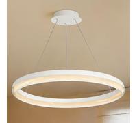 Mai & Mai Lampadario a Sospensione 30W, Lampada 3000-6000K con Filo 110 CM, Altezza Regolabile, Lampada da Soffitto a Sospensione per Camera da Letto e Soggiorno, 65cm, Bianco Sabbia, Luvina05