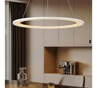 Mai & Mai Lampadario a Sospensione 30W, Lampada 3000-6000K con Filo 110 CM, Altezza Regolabile, Lampada da Soffitto a Sospensione per Camera da Letto e Soggiorno, 60cm, Bianco Sabbia, Luvina01