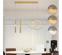 Mai & Mai Lampadario Sospensione 30W, 100 CM, Metallo Base, Lunghezza Filo 150 CM, Altezza regolabile, Lampada da Soffitto a Sospensione per Camera da Letto, Cucina e Soggiorno, Oro, Alivetta