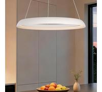 Mai & Mai Lampadario Sospensione 30W, Lampada 3000-6000K con Filo 110 CM, Altezza Regolabile, Lampada da Soffitto a Sospensione per Camera da Letto, Cucina e Soggiorno, 60cm, Bianco Sabbia, Luvina04