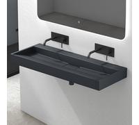 Mai & Mai Lavabo da Appoggio 120x46x11cm, Lavabo Bagno Sospeso Lavandino Bagno con Piletta di Scarico Colossum19 Lavabo da Minerale fuso, senza Foro per Rubinetteria, Antracite Opaco