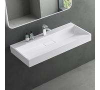 Mai & Mai Lavabo da Appoggio 120x46x11cm, Lavabo Bagno Sospeso Lavandino Bagno con Piletta di Scarico e un Foro per Rubinetteria, Lavabo da Minerale fuso Colossum19-1200