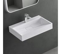 Mai & Mai Lavabo da Appoggio 50x38x11cm, Lavabo Bagno Sospeso in Minerale Fuso Lavandino Bagno da Appoggio con Piletta di Scarico e Un Foro per Rubinetteria Colossum19-500
