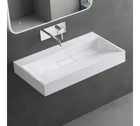 Mai & Mai Lavabo da Appoggio 70x46x11cm, Lavabo Bagno Sospeso Lavandino Bagno con Piletta di Scarico Colossum19-700OA Lavabo da Minerale fuso, senza Foro per Rubinetteria