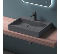 Mai & Mai Lavabo da Appoggio 70x46x11cm, Lavabo Bagno Sospeso Lavandino Bagno con Piletta di Scarico e un Foro per Rubinetteria, Lavabo da Minerale fuso Colossum19